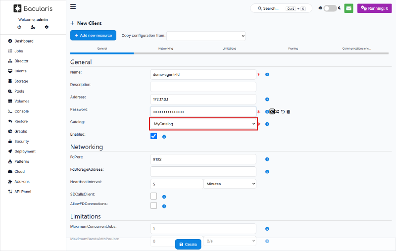 Pilihan Catalog pada form client