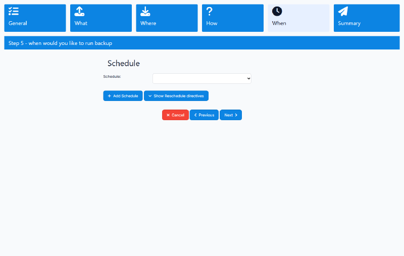 Langkah 5 wizard job backup, Schedule