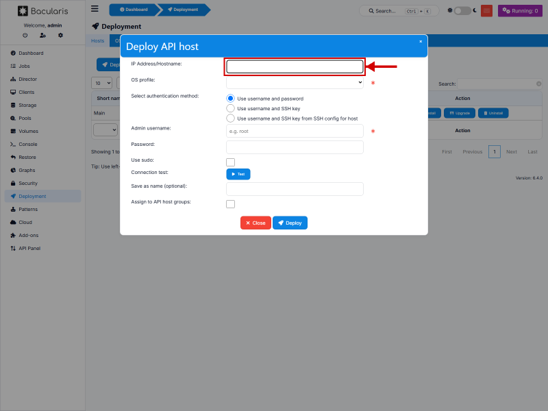 Form deployment API host yang masih kosong