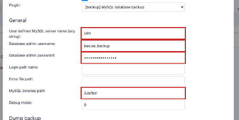Bagian General pada konfigurasi plugin MySQL