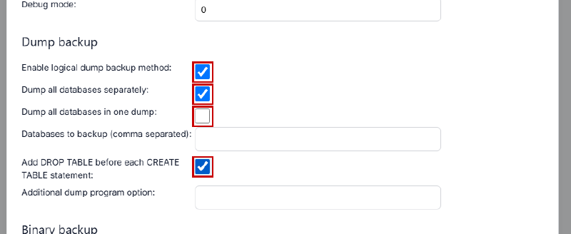 Konfigurasi metode dump database