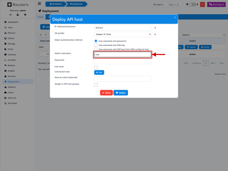 Kolom admin username